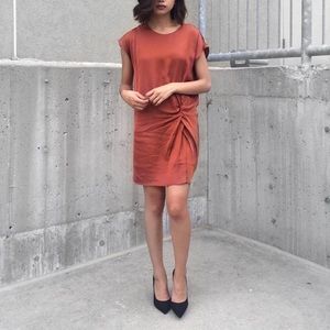 Silk Satin Burnt Orange Rust Slip Shift Mini Dress